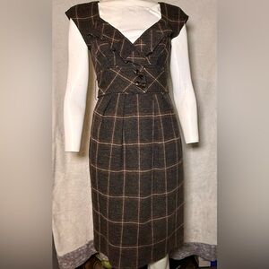 Nanette Lepore Brown Plaid Midi Dress